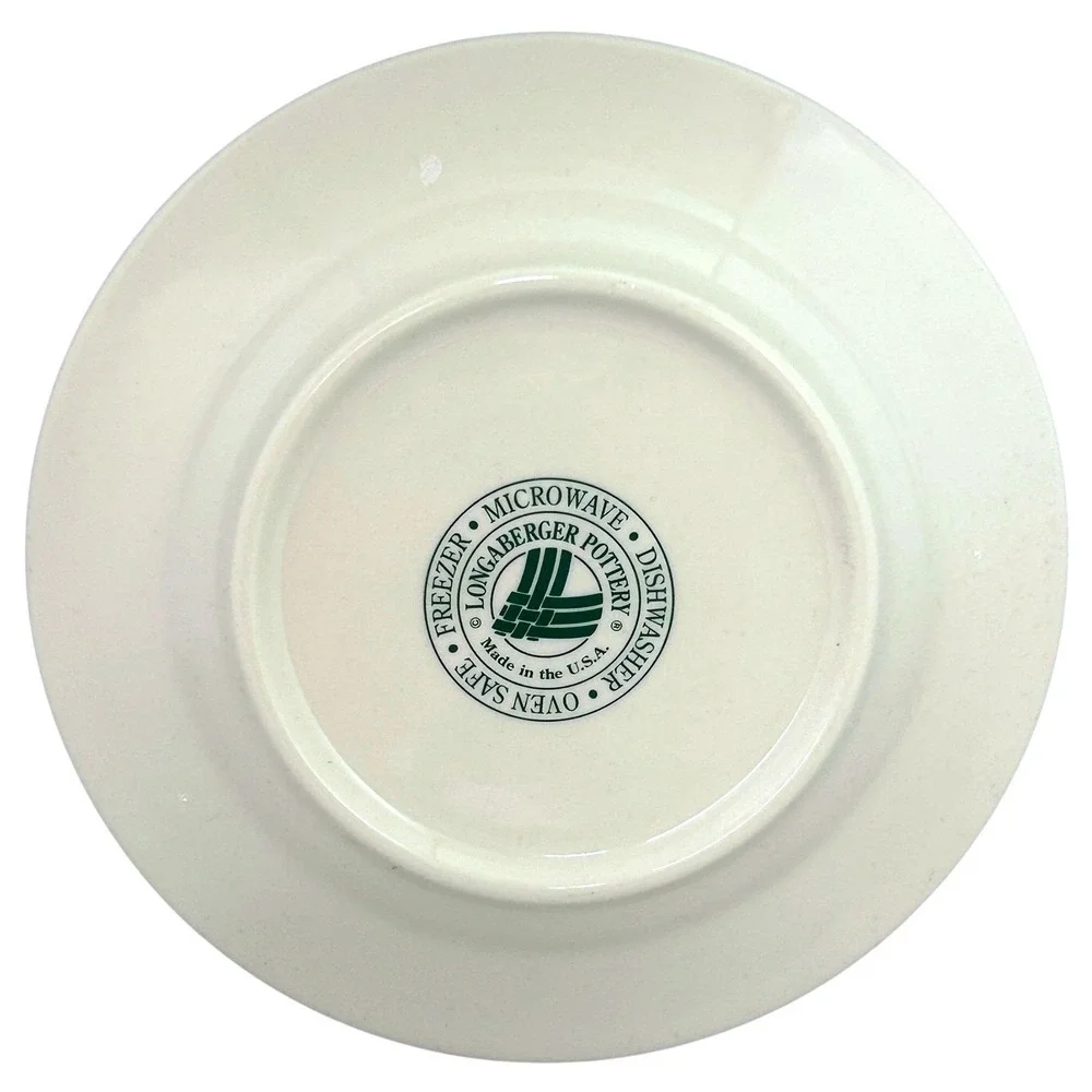 Longaberger Pottery Bread Plate Woven Traditions Green 7.25